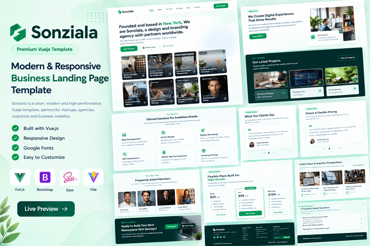 Sonziala – Premium Multipurpose VueJS Template